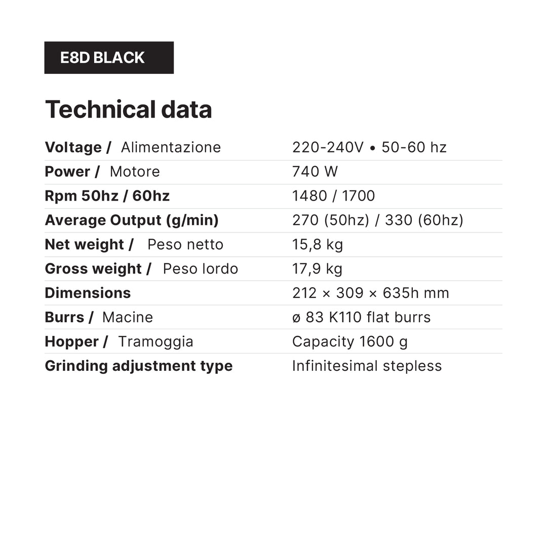 Ceado E8D Retail Coffee Grinder in Black